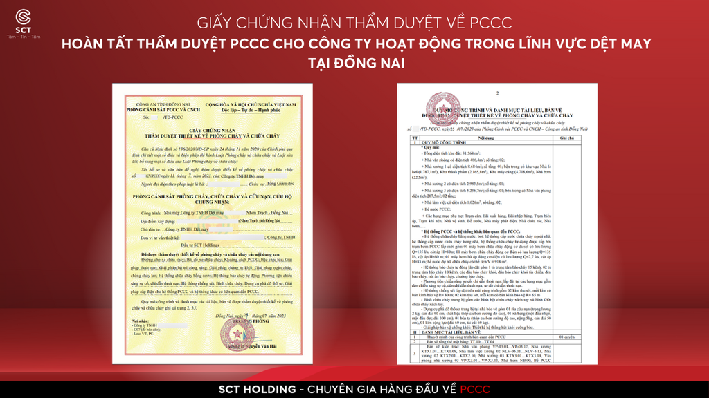Hoàn Tất Thẩm Duyệt PCCC Cho Công Ty Hoạt Động Trong Lĩnh Vực Dệt May Tại Đồng Nai