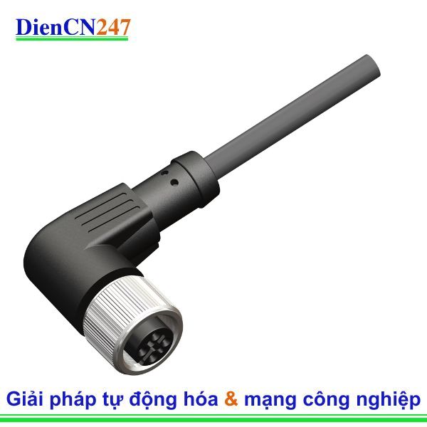 MA12MSAHD05RA-50CB34 – Đầu nối M12 5 pin bọc chống nhiễu, góc cong, cáp 5m | Finecables Vietnam