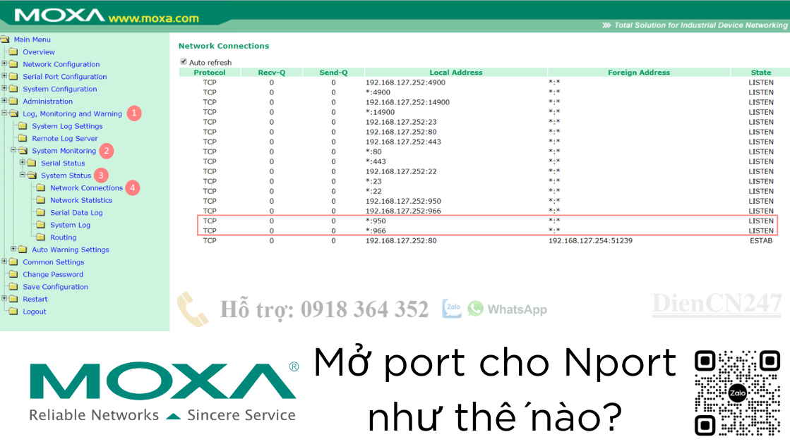 Cách mở Port cho thiết bị Nport 5110-5130-5150A-5410-5430-5450-5610-5630-5650 Moxa Việt Nam