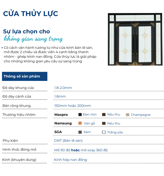 Cửa nhôm thủy lực