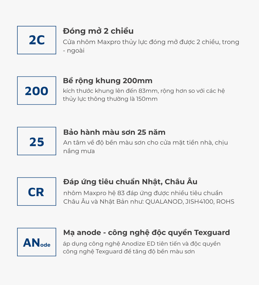 Nhôm Maxpro hệ thủy lực