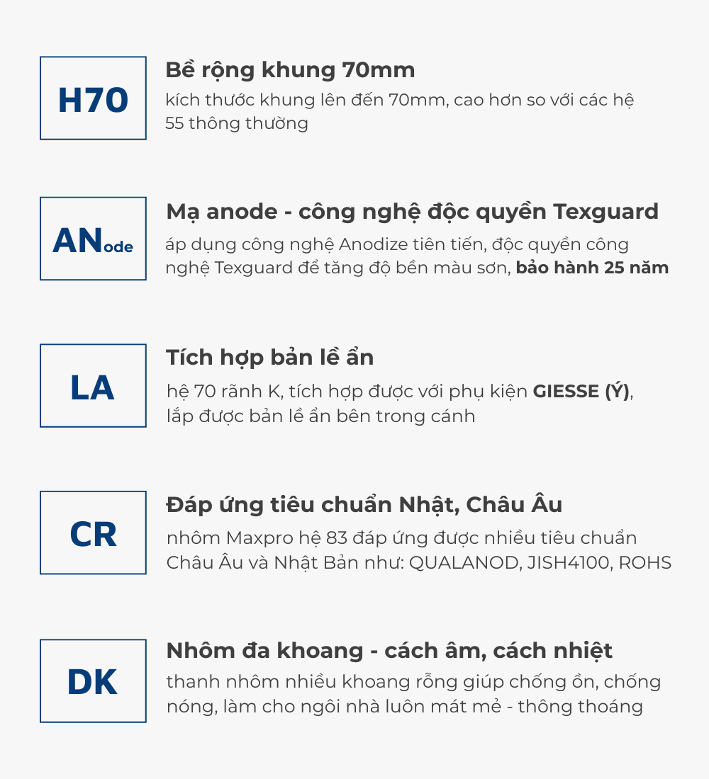Nhôm Maxpro Hệ 70