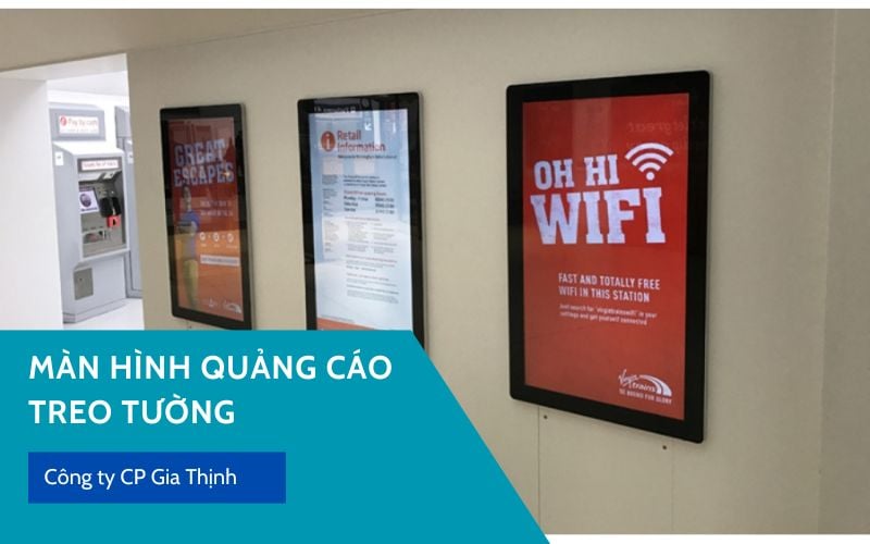 Lắp đặt màn hình quảng cáo Digital LCD standee gắn tường tại Công ty CP Gia Thịnh