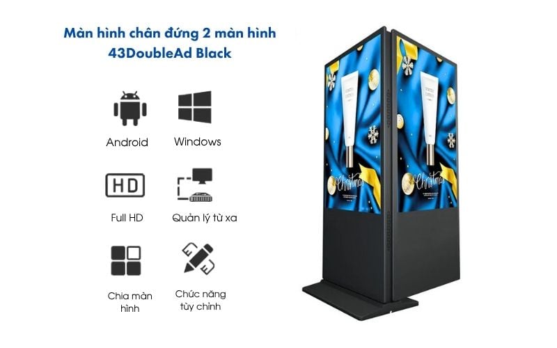tính năng của màn hình chân đứng 2 mặt 43DoubleAd Black