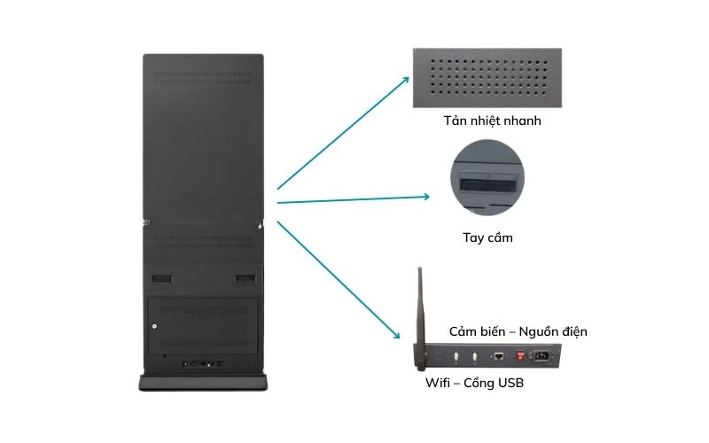 màn hình quảng cáo chân đứng 50 inch đa dạng cổng kết nối