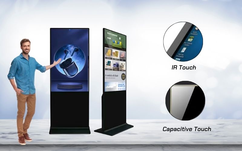 màn hình quảng cáo chân đứng 65 inch cảm ứng