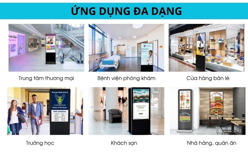 ứng dụng đa lĩnh vực của màn hình quảng cáo chân đứng