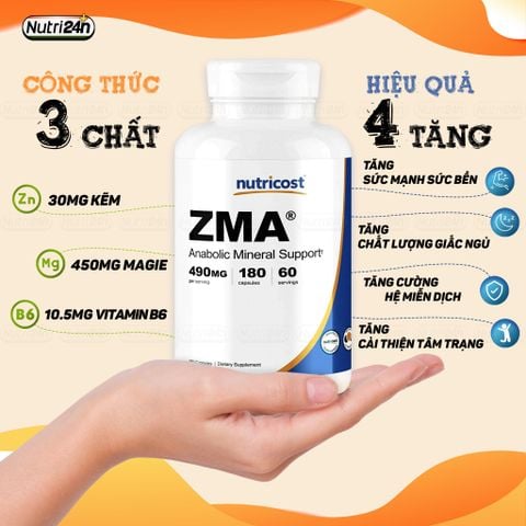 NUTRICOST ZMA - CÔNG THỨC “3 CHẤT + 4 TĂNG” CHO CƠ THỂ KHỎE MẠNH TOÀN DIỆN