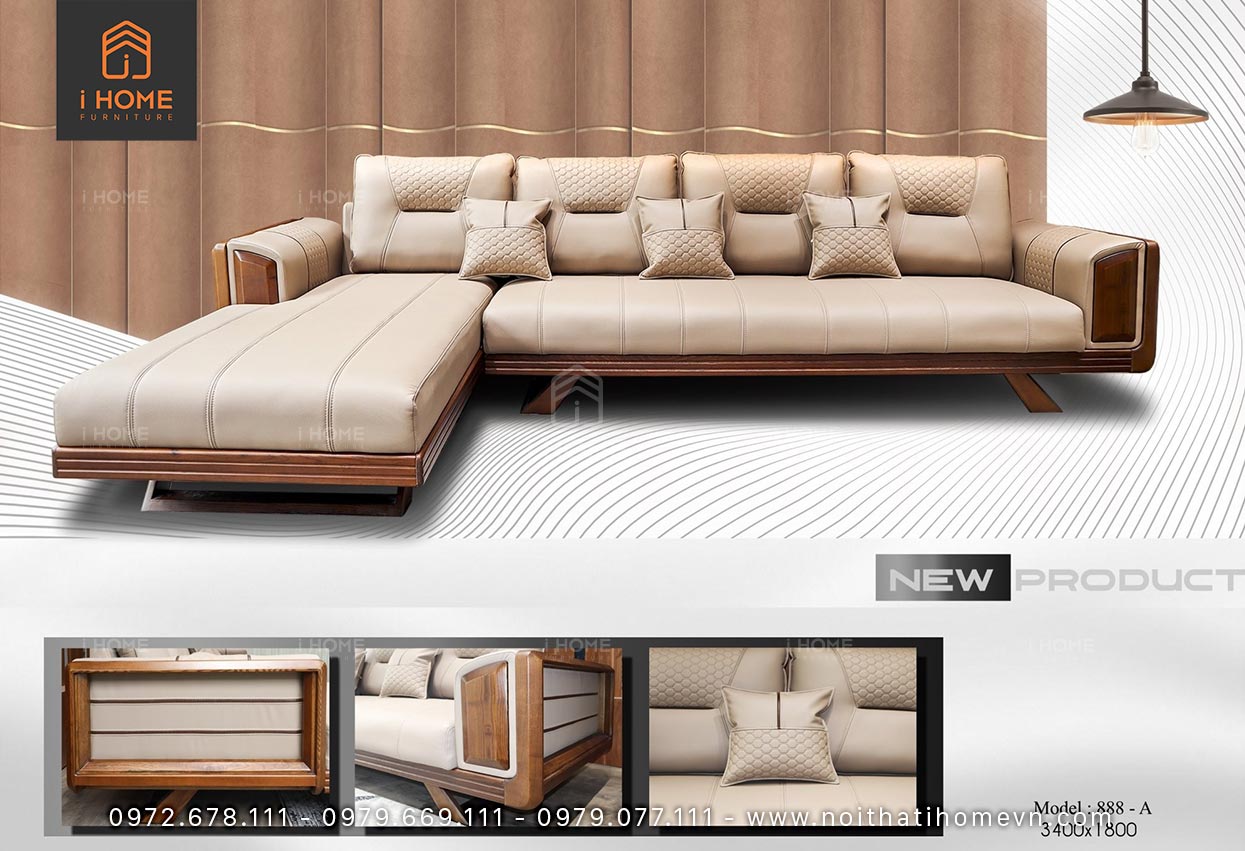 Sofa kết hợp gỗ và nệm, sofa văng đối