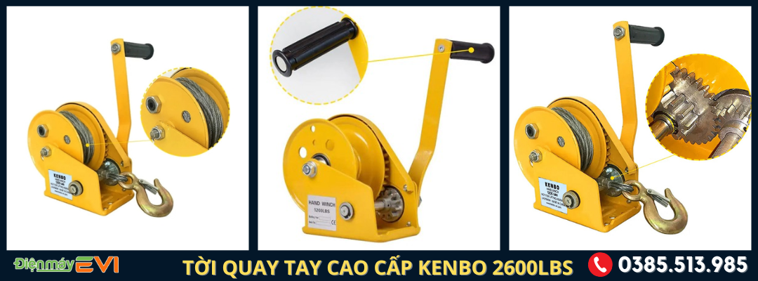 Tời quay tay cao cấp Kenbo 2600LBS - Thiết bị nâng đỡ tối ưu nhất 2024 !