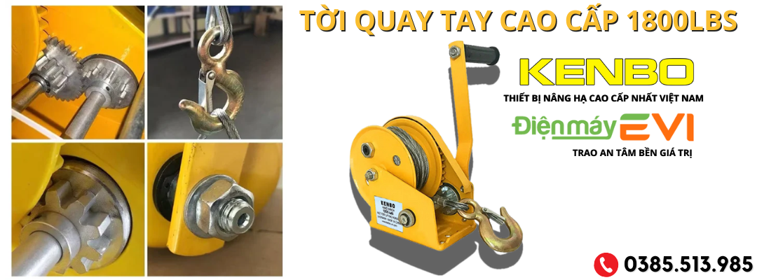 Tời quay tay cao cấp Kenbo 1800LBS - Thuận tiện cho việc nâng dỡ dễ dàng !