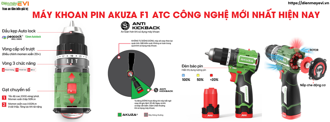 Máy khoan pin Akuza F1 ATC Công cụ hoàn hảo cho mọi nhiệm vụ