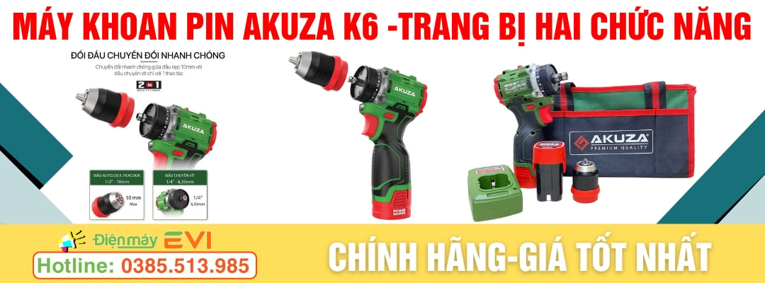 Máy khoan pin Akuza K6 -Trang bị hai chức năng 2IN1