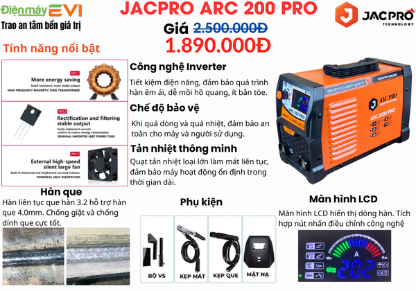 Máy hàn que Jacpro ARC 200 Pro