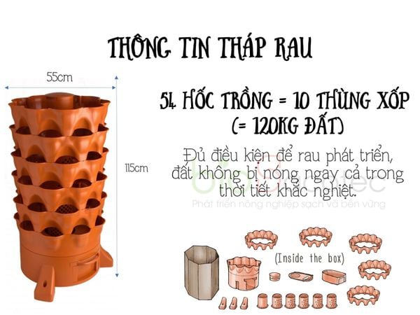 Tháp trồng rau hữu cơ thông minh