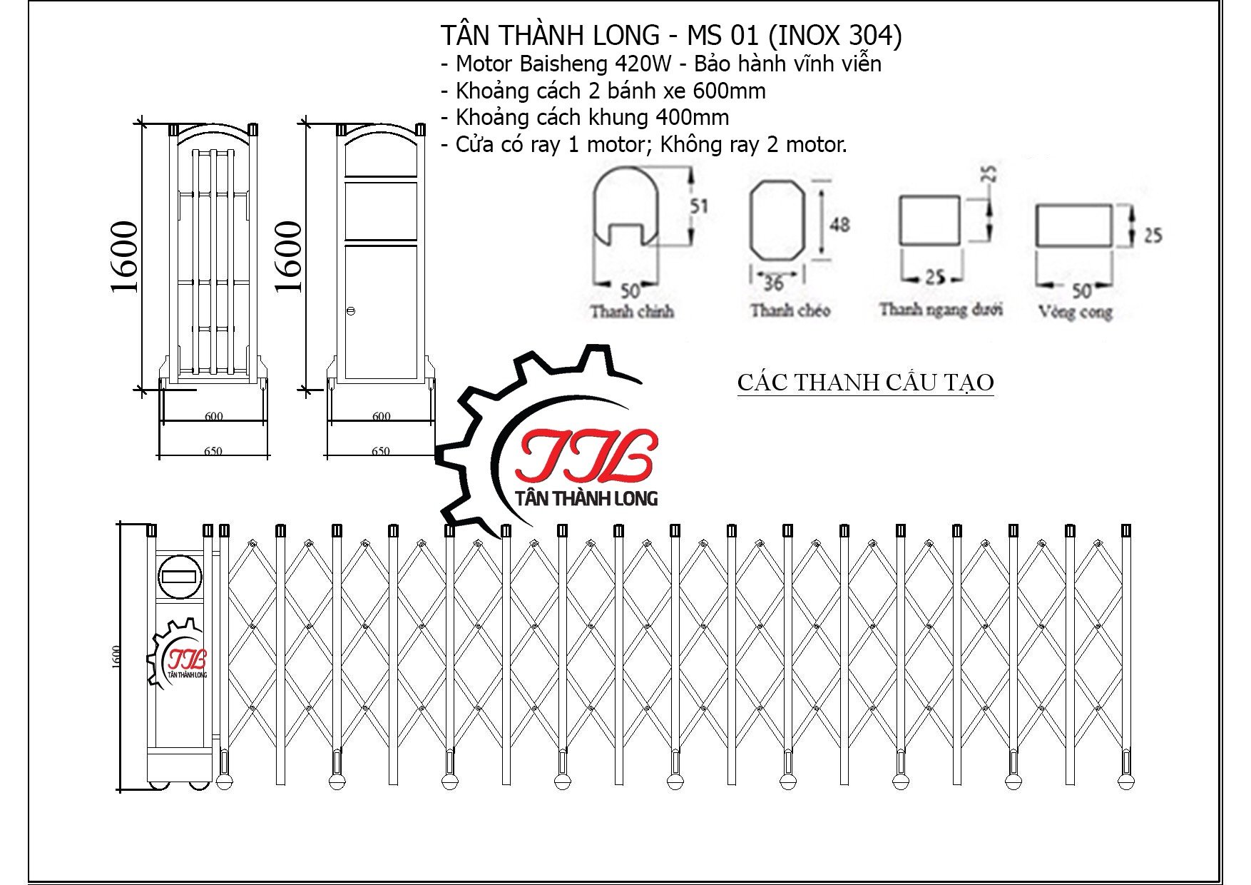 Báo Giá Cổng Xếp Inox 304, Nhôm, Sắt, Trượt Tự Động Chạy Điện Giá Rẻ