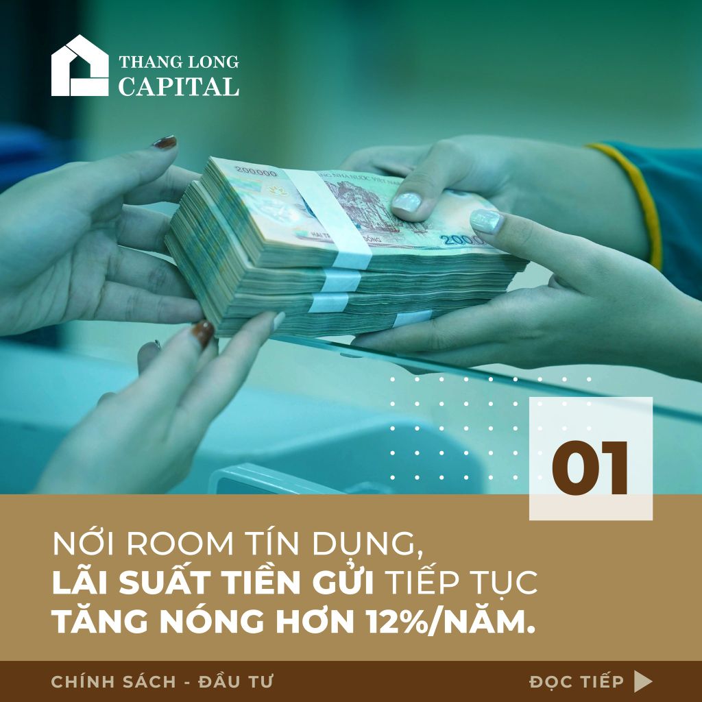 Nới room tín dụng, lãi suất tiền gửi tiếp tục tăng nóng hơn 12%/năm