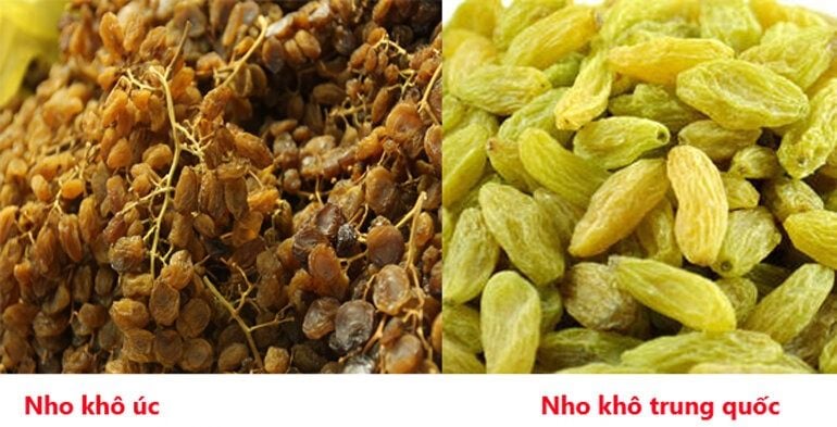Cách phân biệt nho khô Úc nhập khẩu nguyên cành và nho khô Trung Quốc giá rẻ