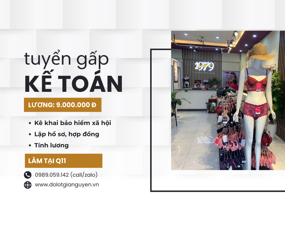 Tuyển gấp Nhân viên kế toán - Làm tại Q11