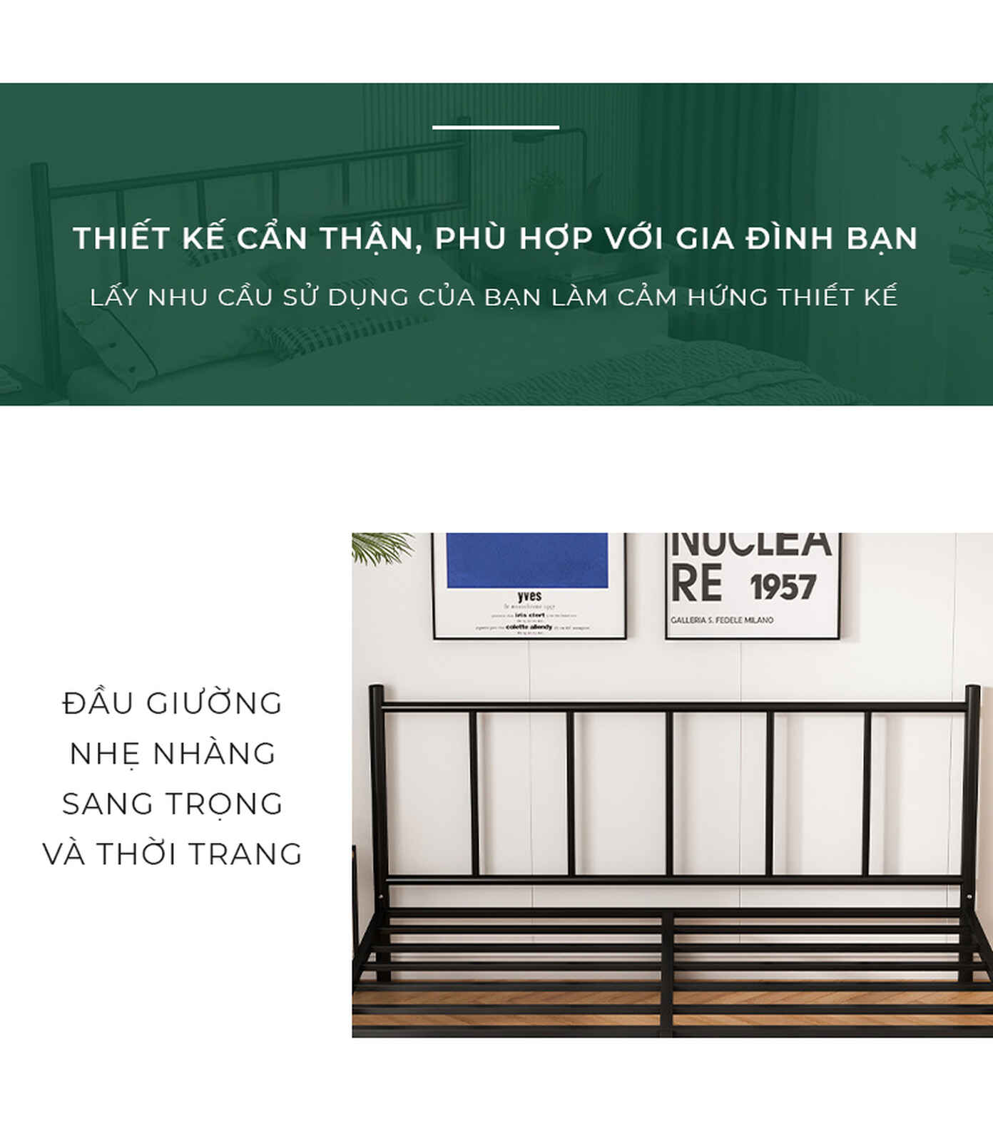 Giường sắt khung đen 1m6x2m