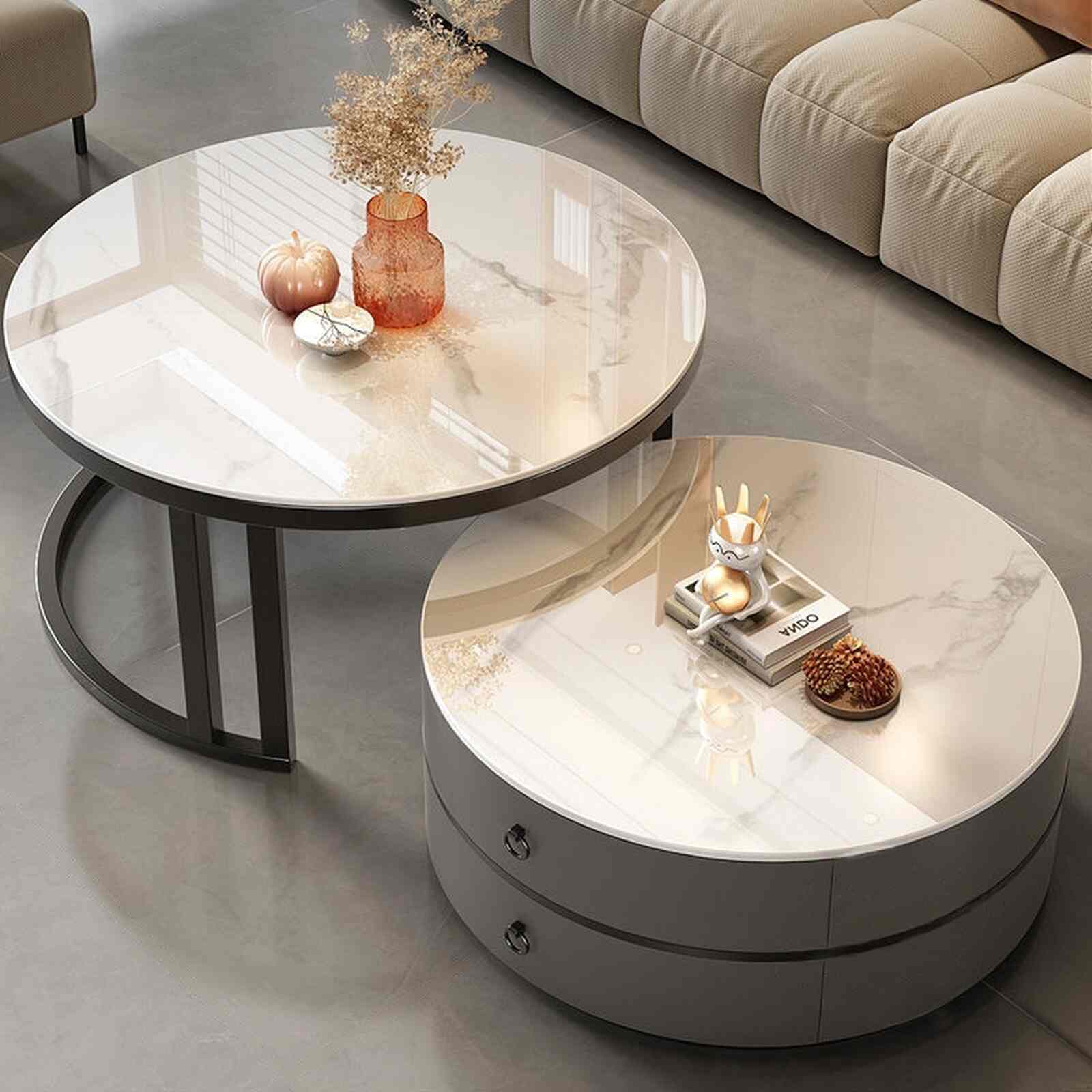 Bàn trà sofa tròn TC khung đen