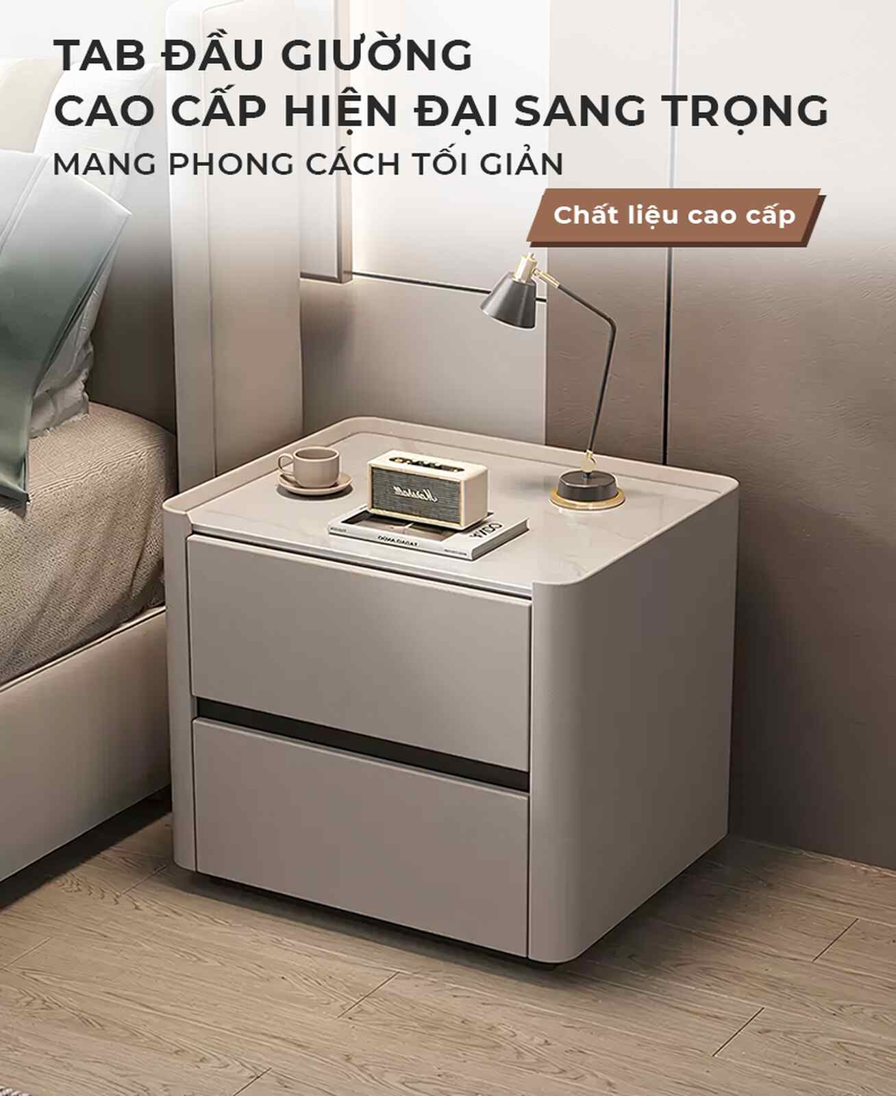 Tab đầu giường bọc da