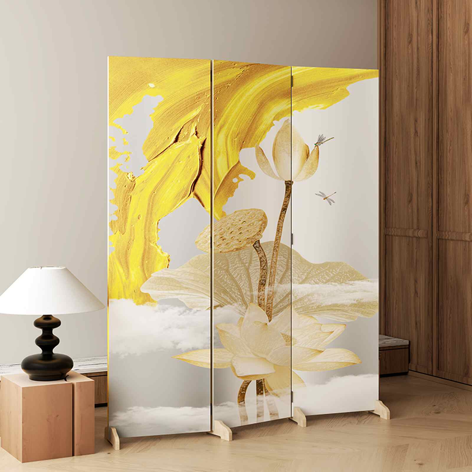 Bình phong 3 tấm canvas họa tiết nghệ thuật