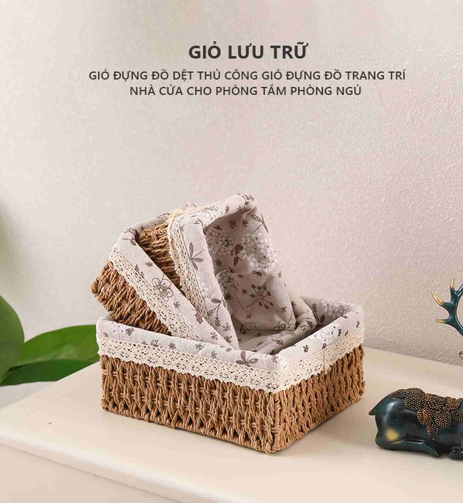 Giỏ nan decor bộ 3