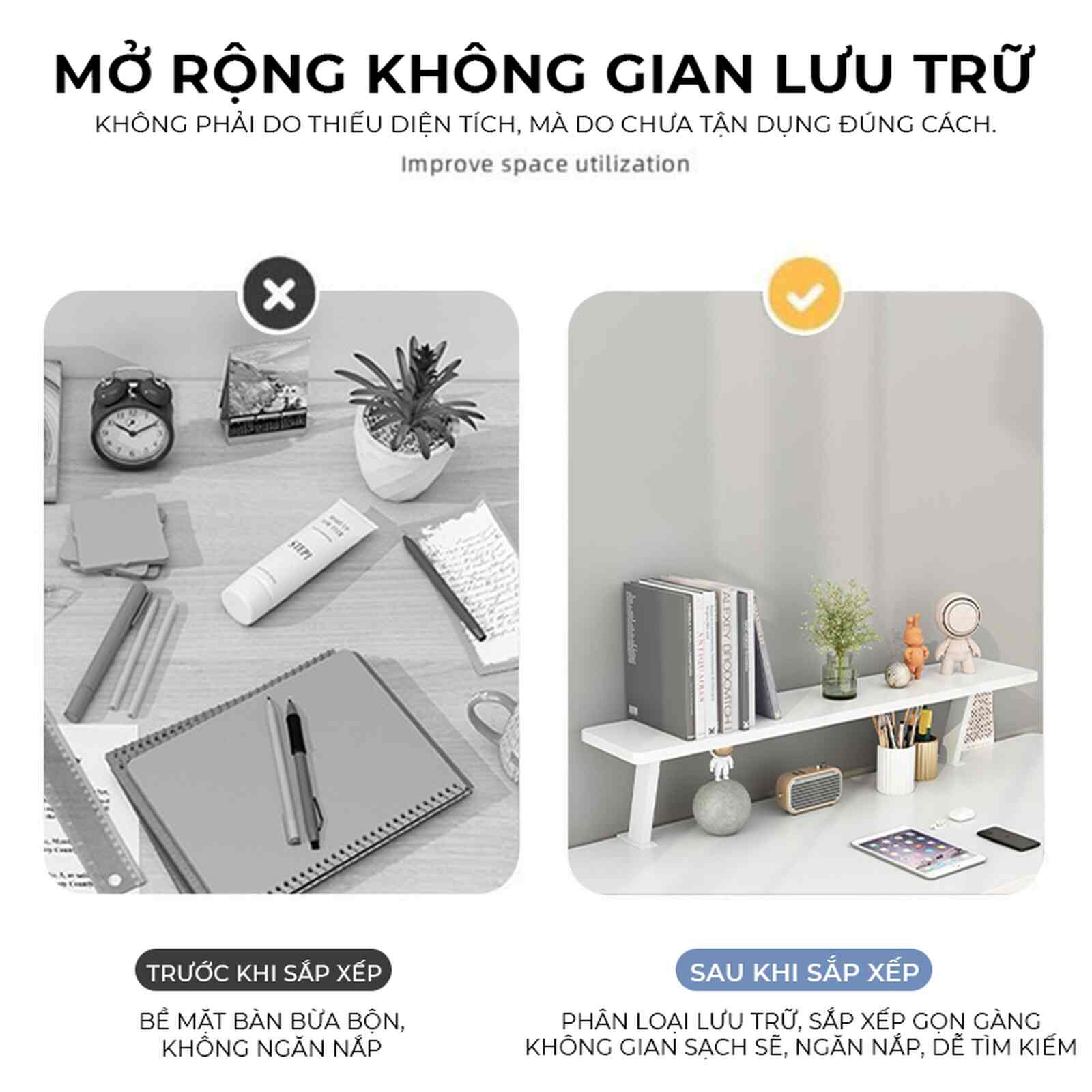 Kệ Màn Hình Trắng IGA Tối Giản