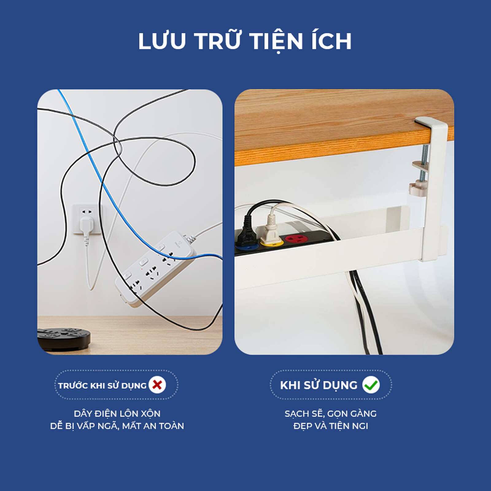 Khay đi dây điện gầm bàn làm việc 600
