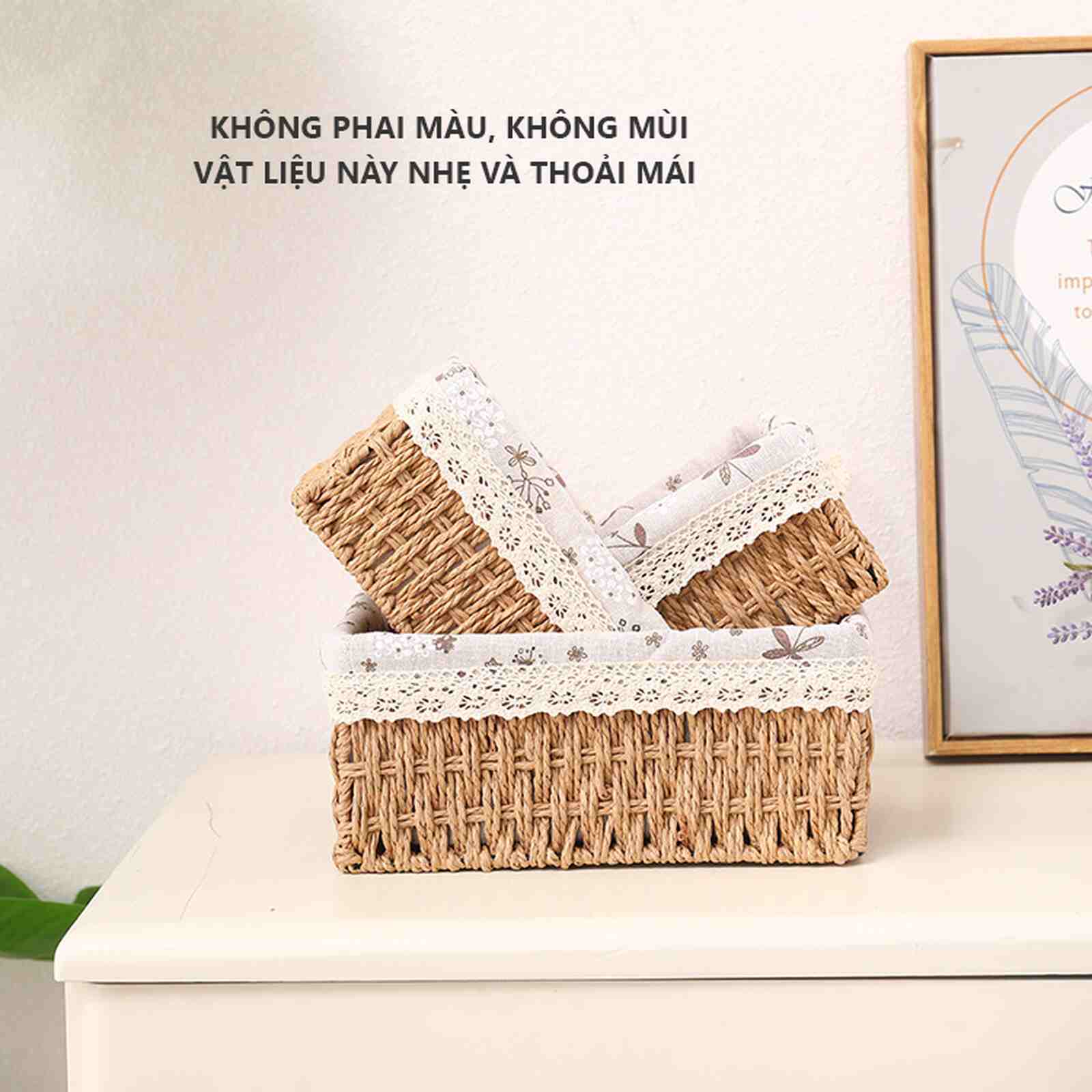 Giỏ nan decor bộ 3