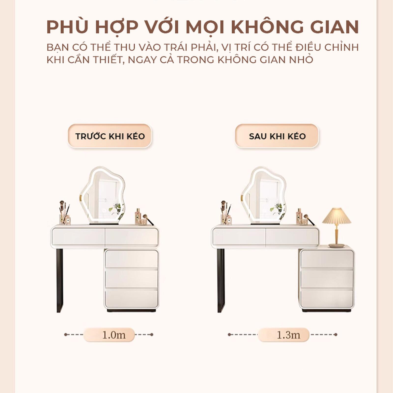 Bàn trang điểm TC chân sắt đen gỗ trắng