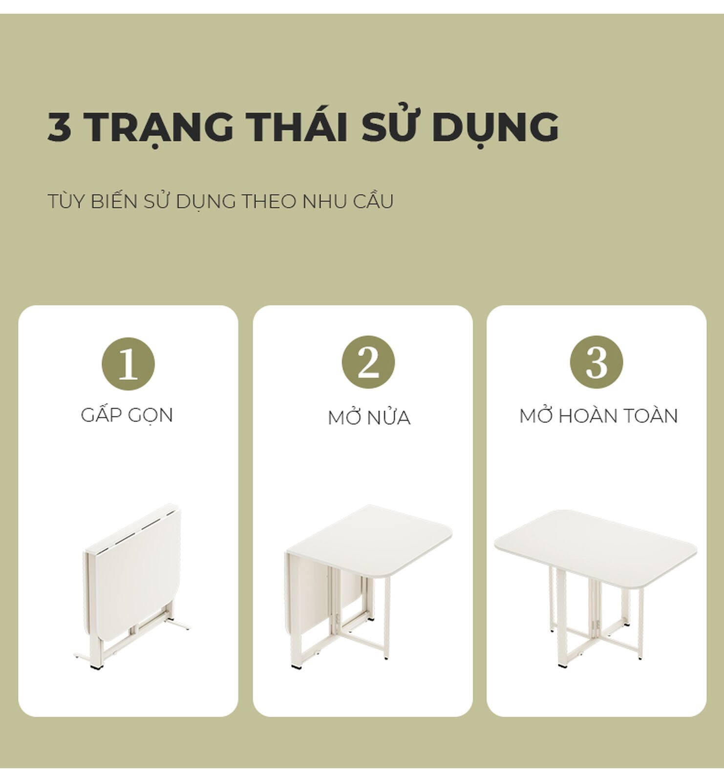 Bàn ăn gấp gọn đa năng thông minh màu trắng