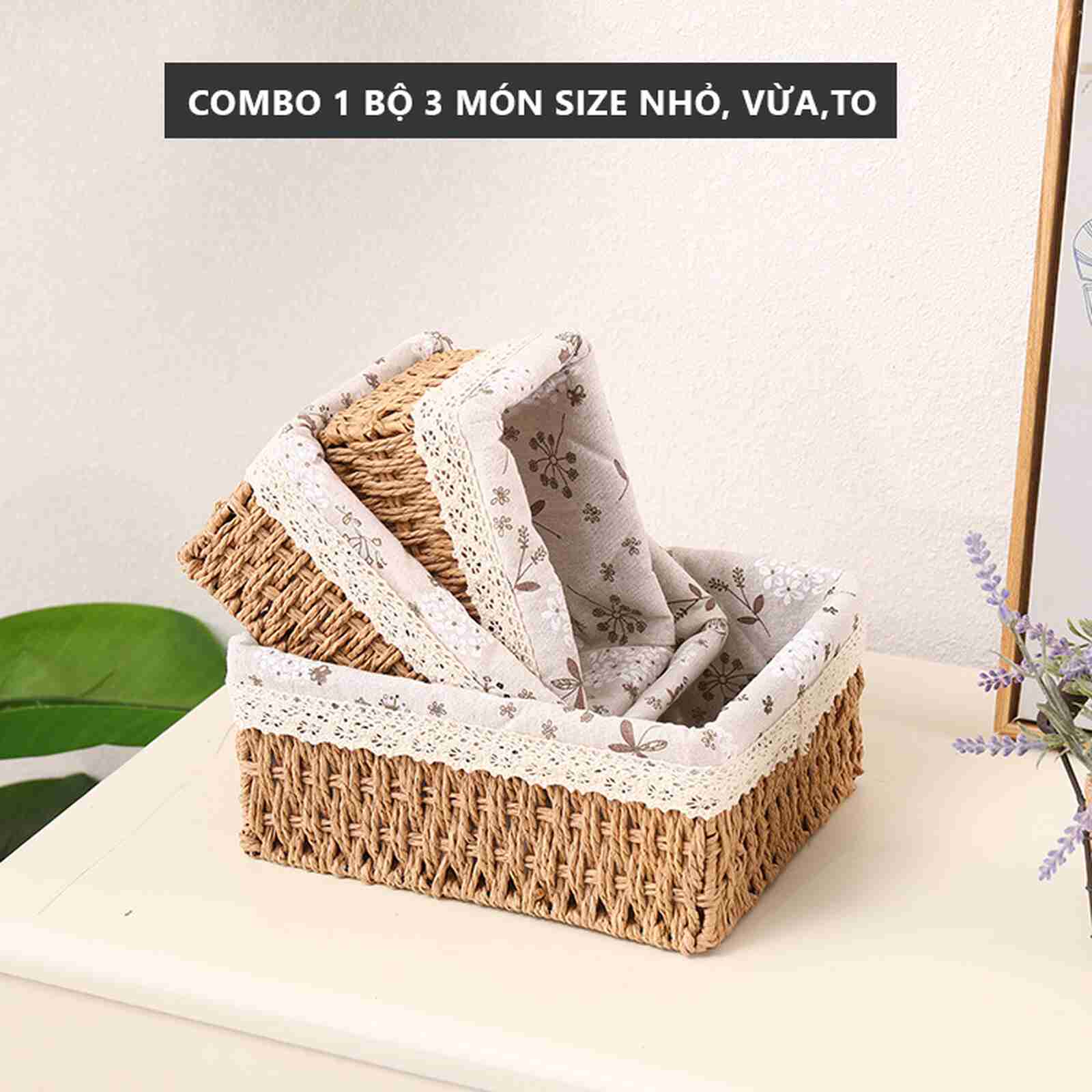 Giỏ nan decor bộ 3
