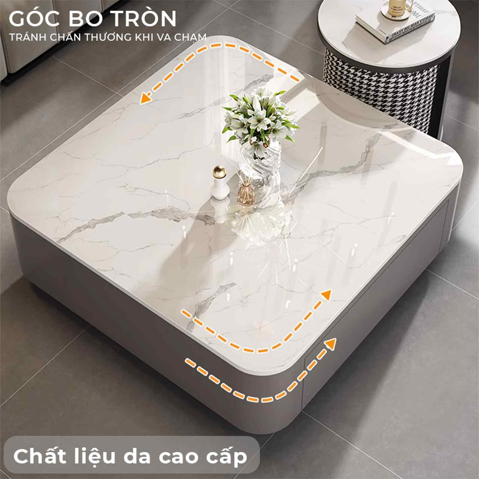 Bàn trà sofa TC xám vân đá nhỏ gọn