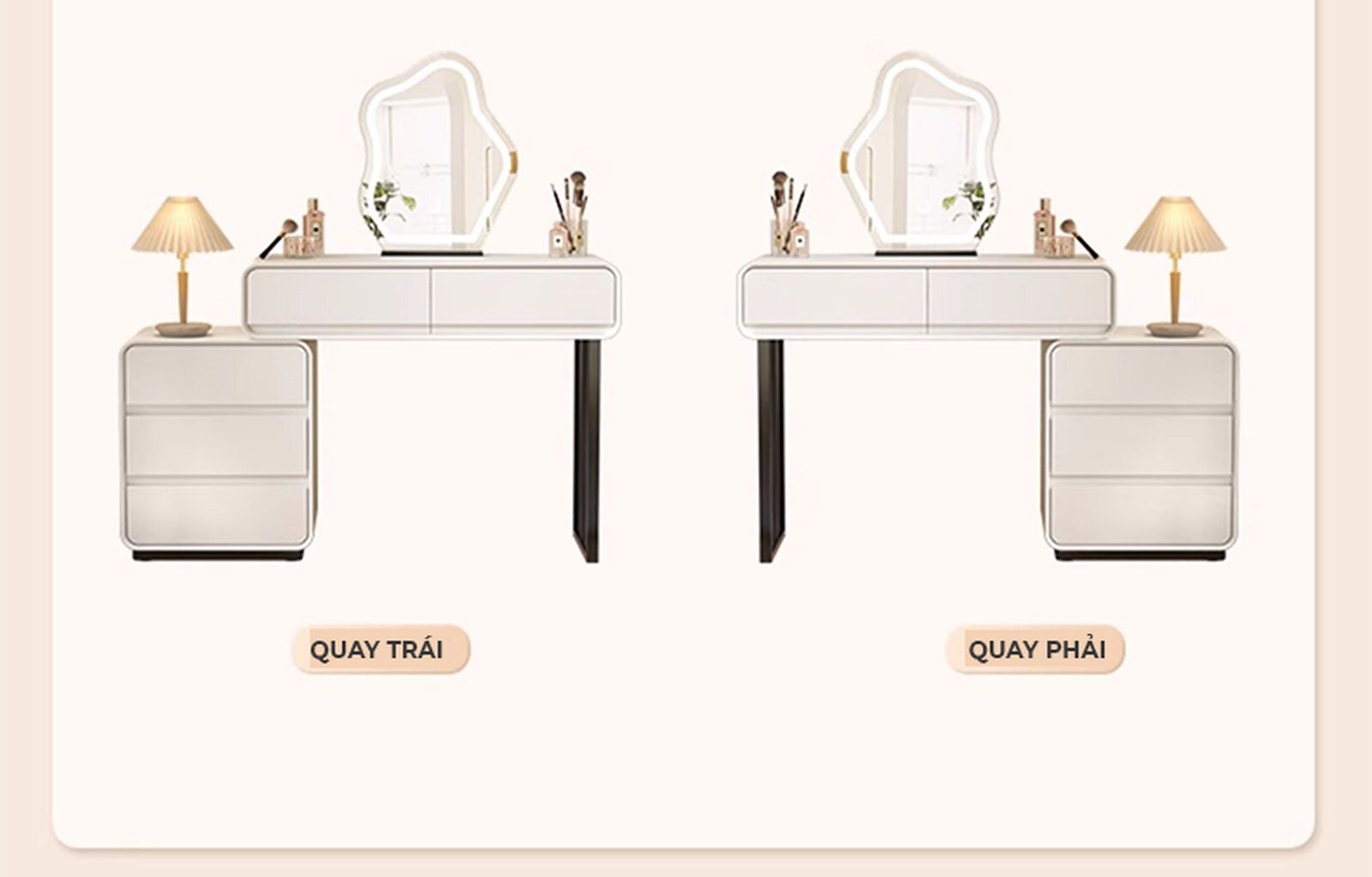 Bàn trang điểm TC chân sắt đen gỗ trắng