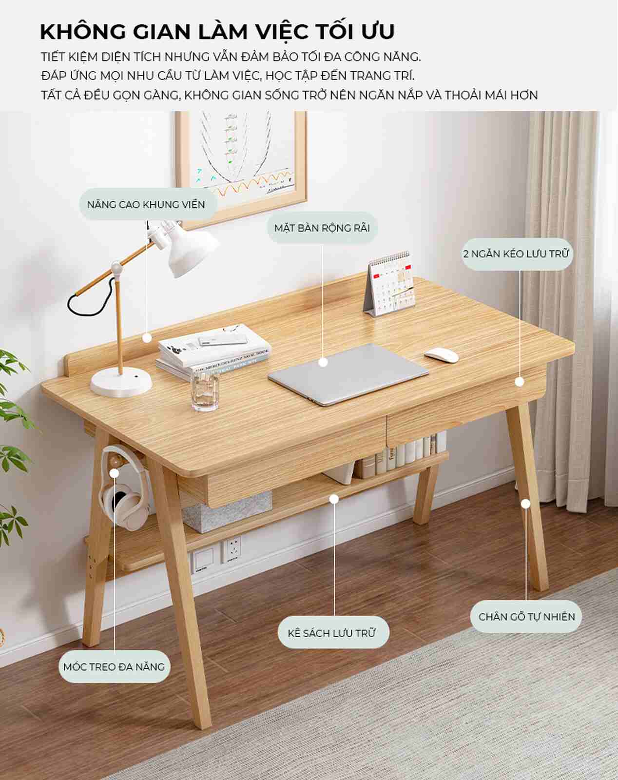 Bàn học vân gỗ