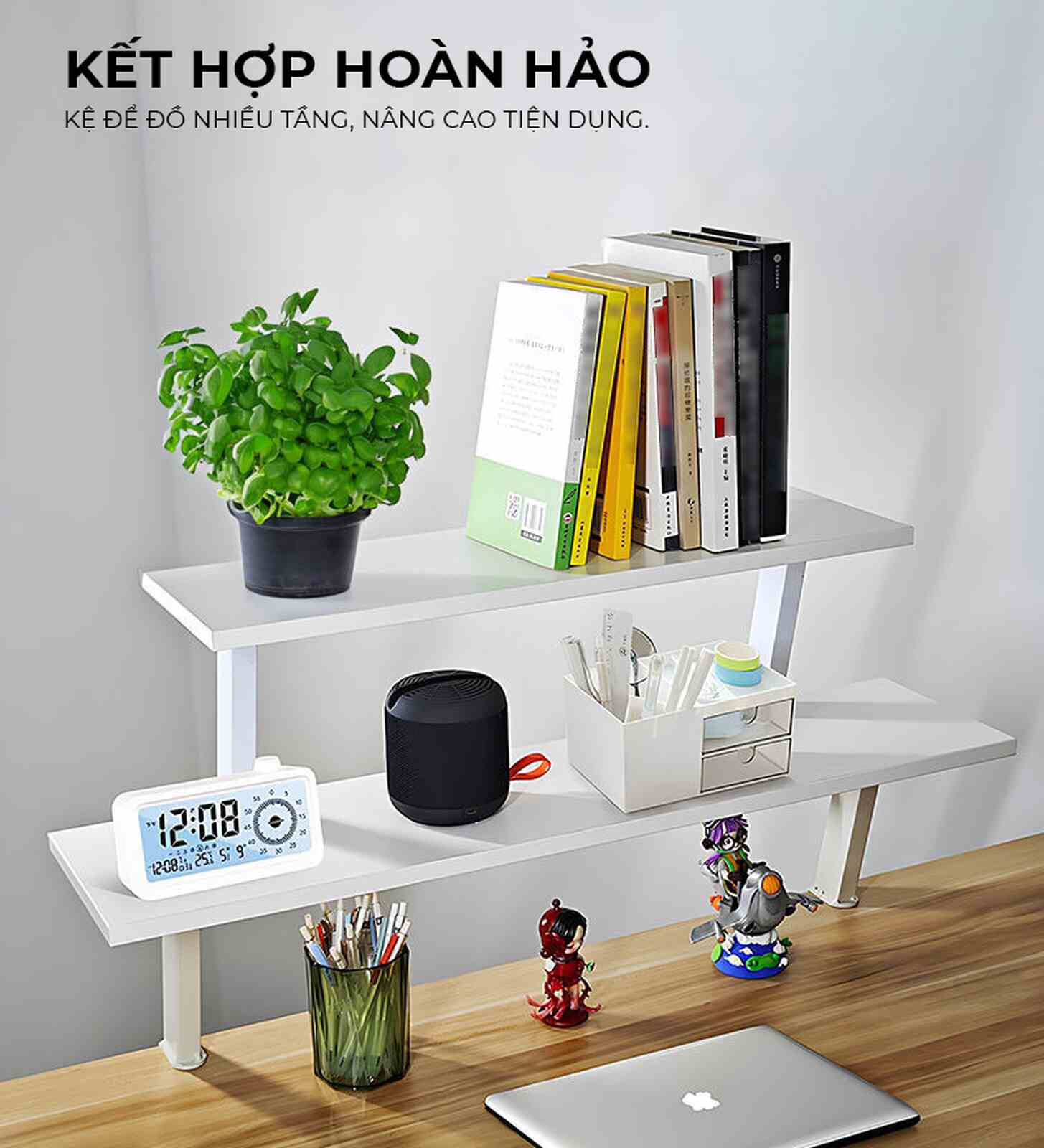 Kệ Màn Hình Trắng IGA Tối Giản