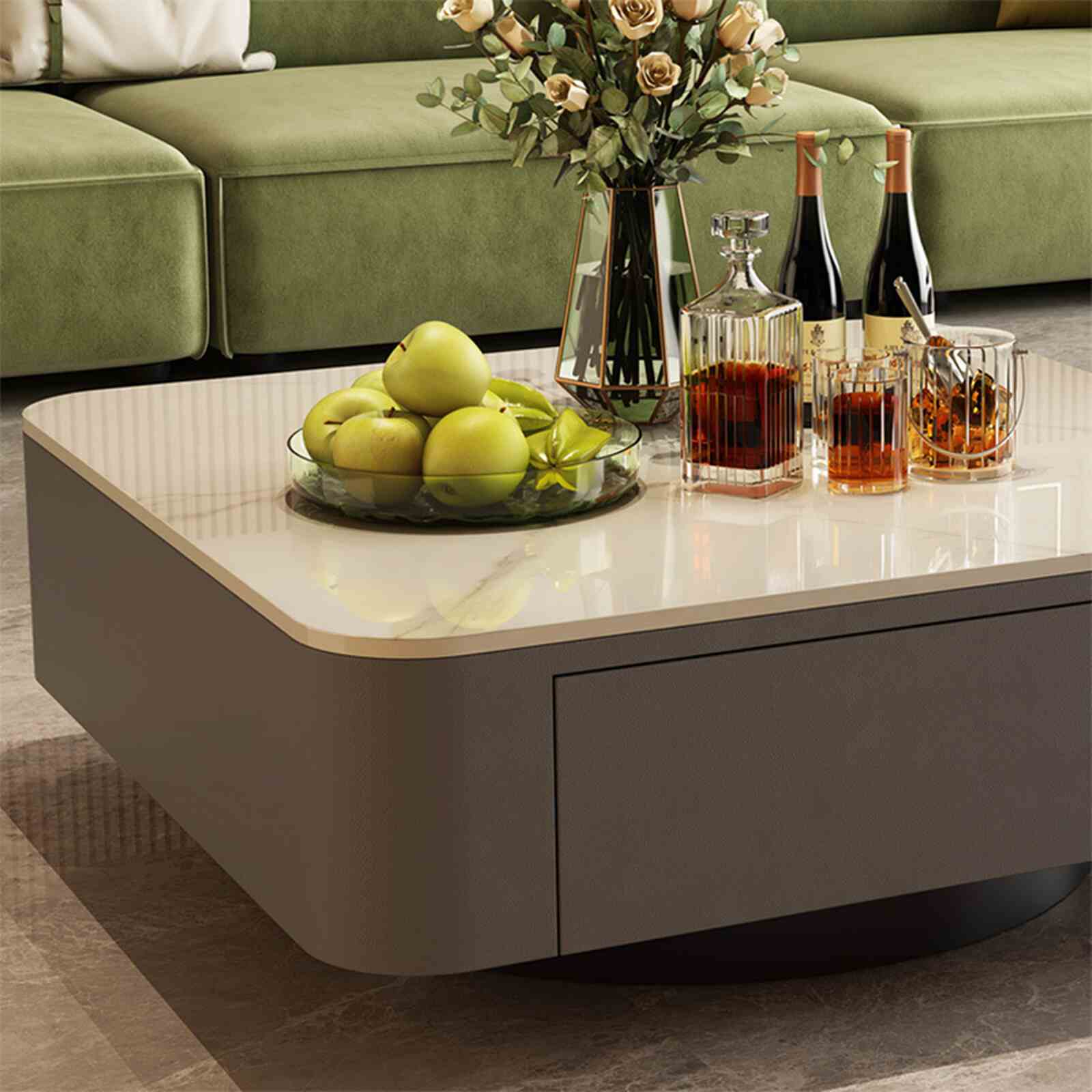 Bàn trà sofa TC xám vân đá nhỏ gọn