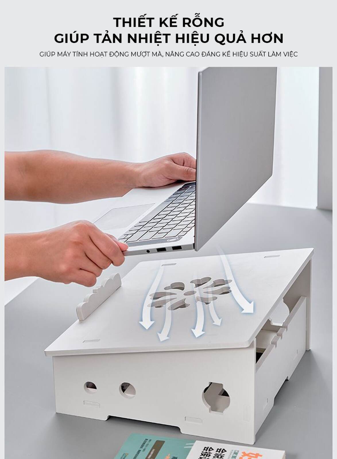Kệ máy tính 2 tầng màu trắng tản nhiệt tốt