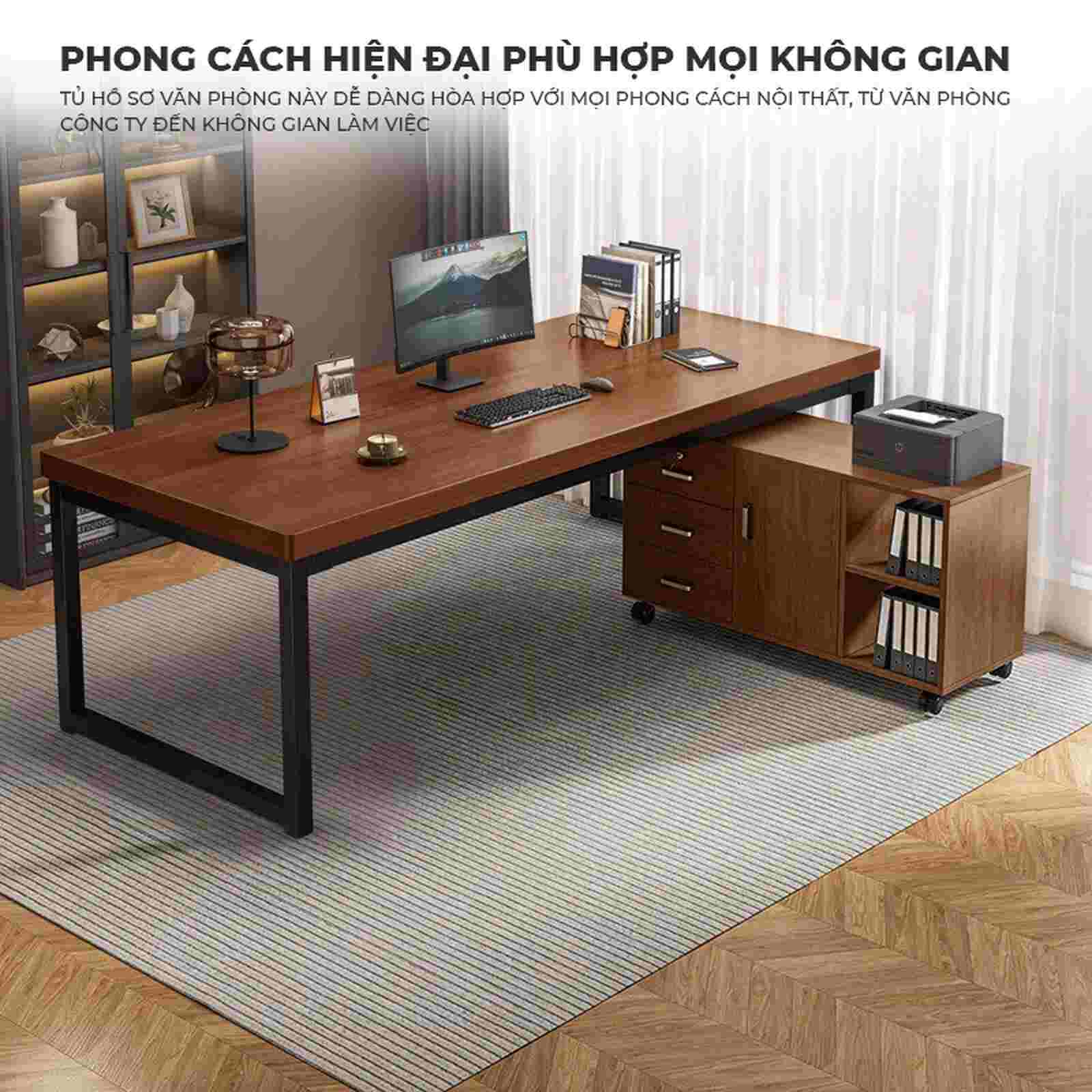 Bàn làm việc thông minh kết hợp tủ hồ sơ di động
