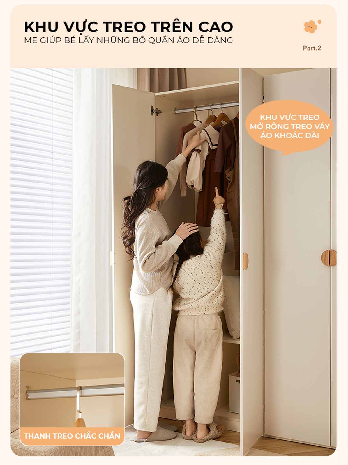 Tủ quần áo trẻ em 4 cánh mở