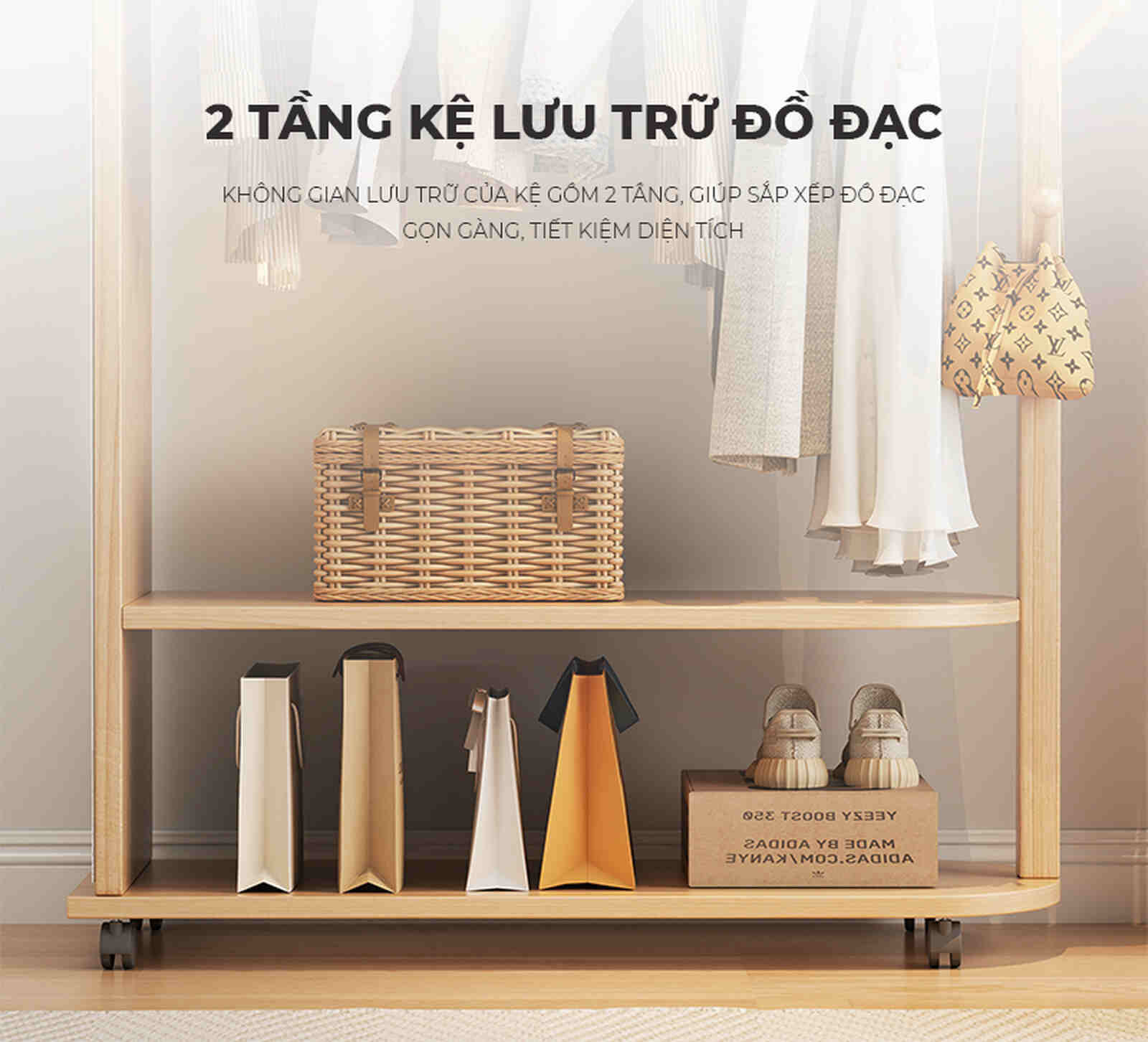 Giá treo quần áo kết hợp gương tiện lợi