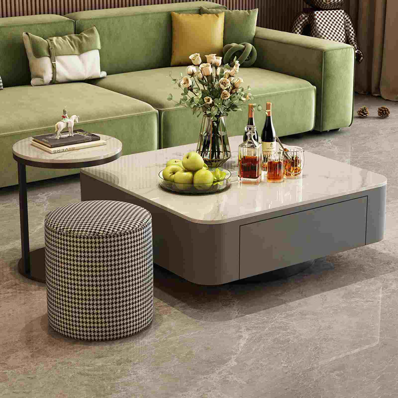 Bàn trà sofa TC xám vân đá nhỏ gọn
