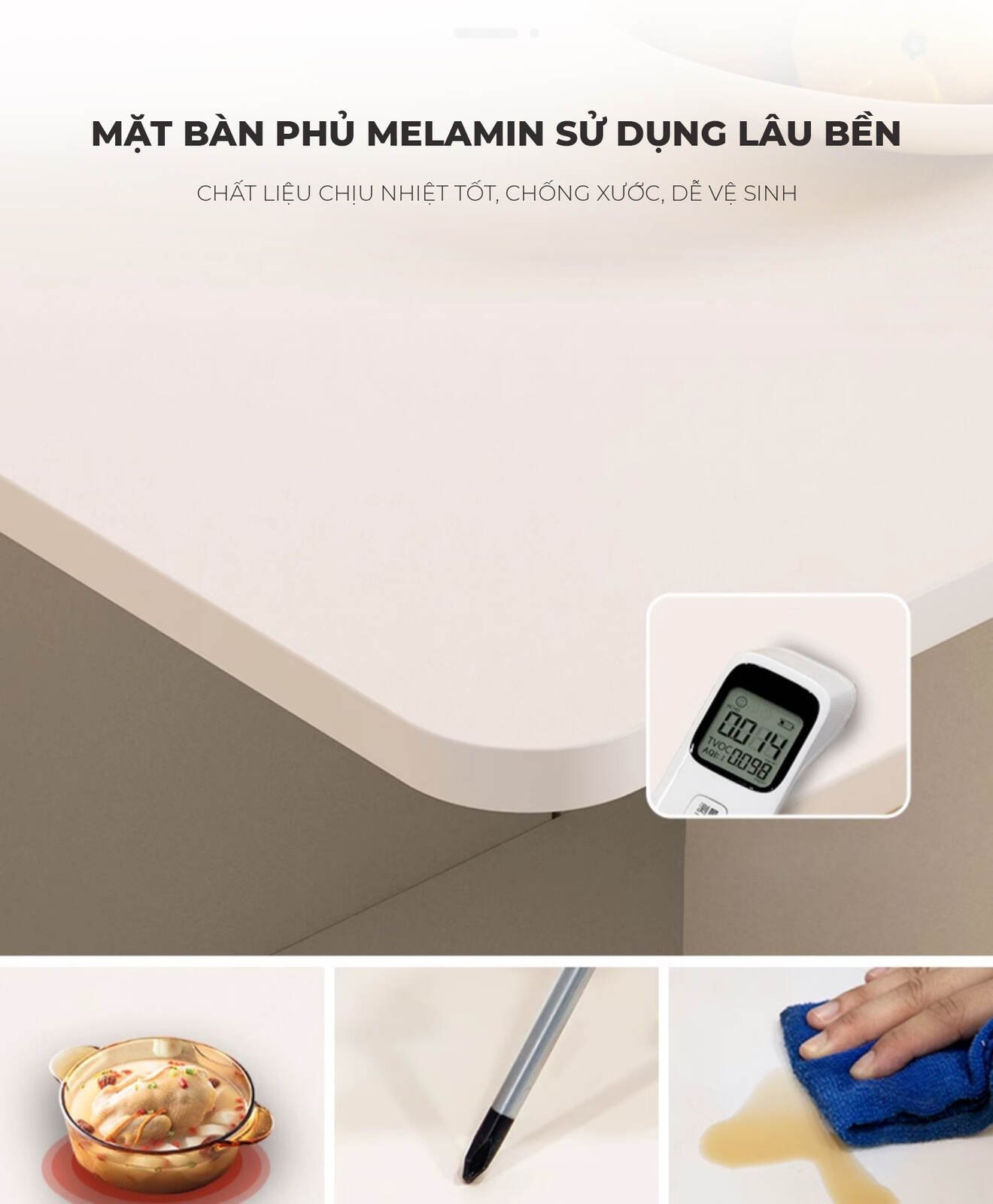 Bàn ăn thông minh gấp gọn màu trắng