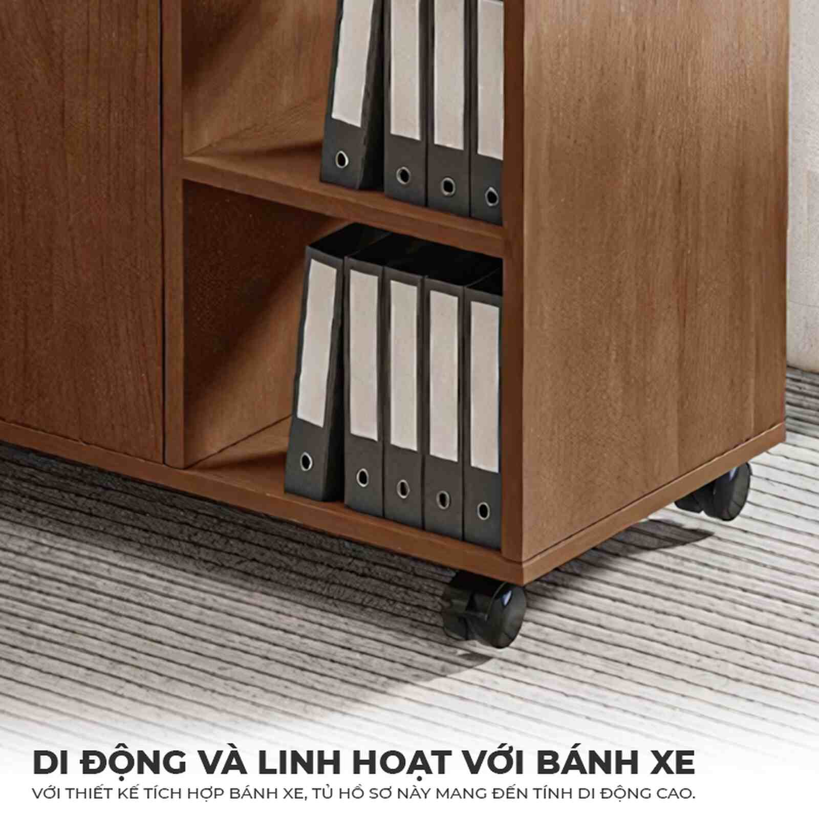 Bàn làm việc thông minh kết hợp tủ hồ sơ di động