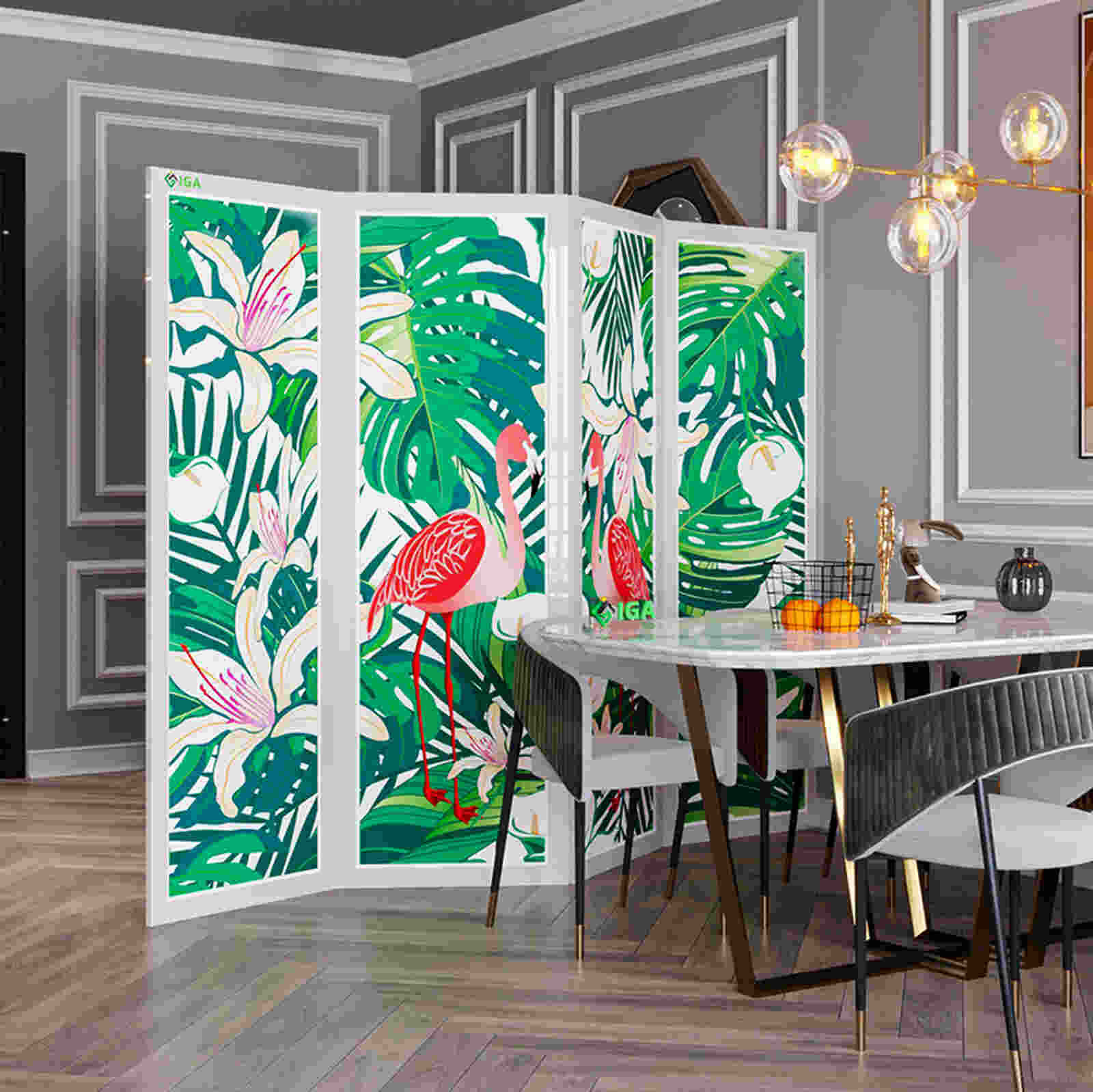 Bình phong vách ngăn phong thủy hình hoa