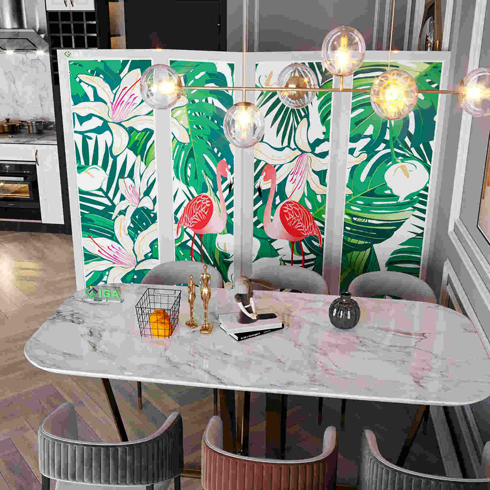 Bình phong vách ngăn phong thủy hình hoa