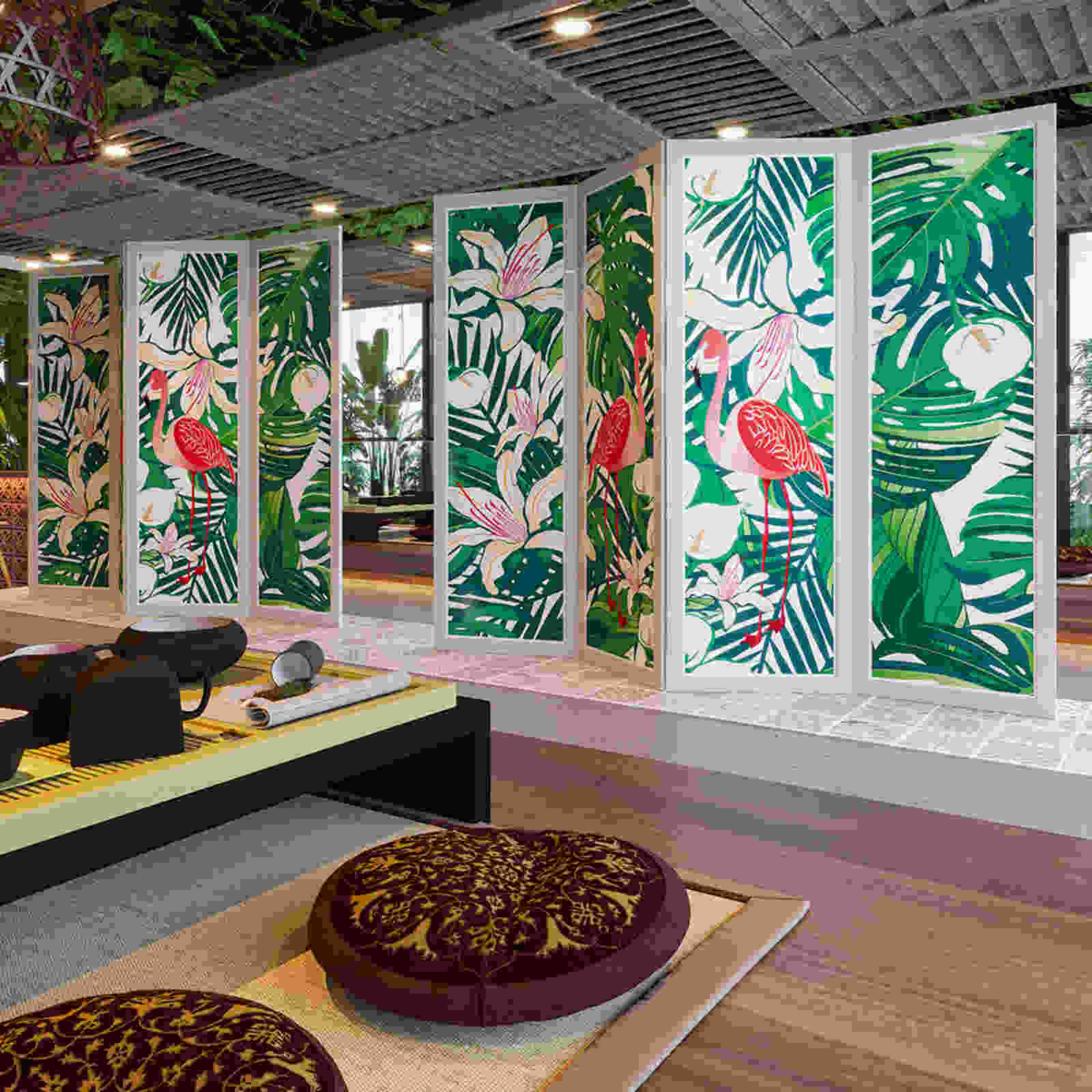 Bình phong vách ngăn phong thủy hình hoa