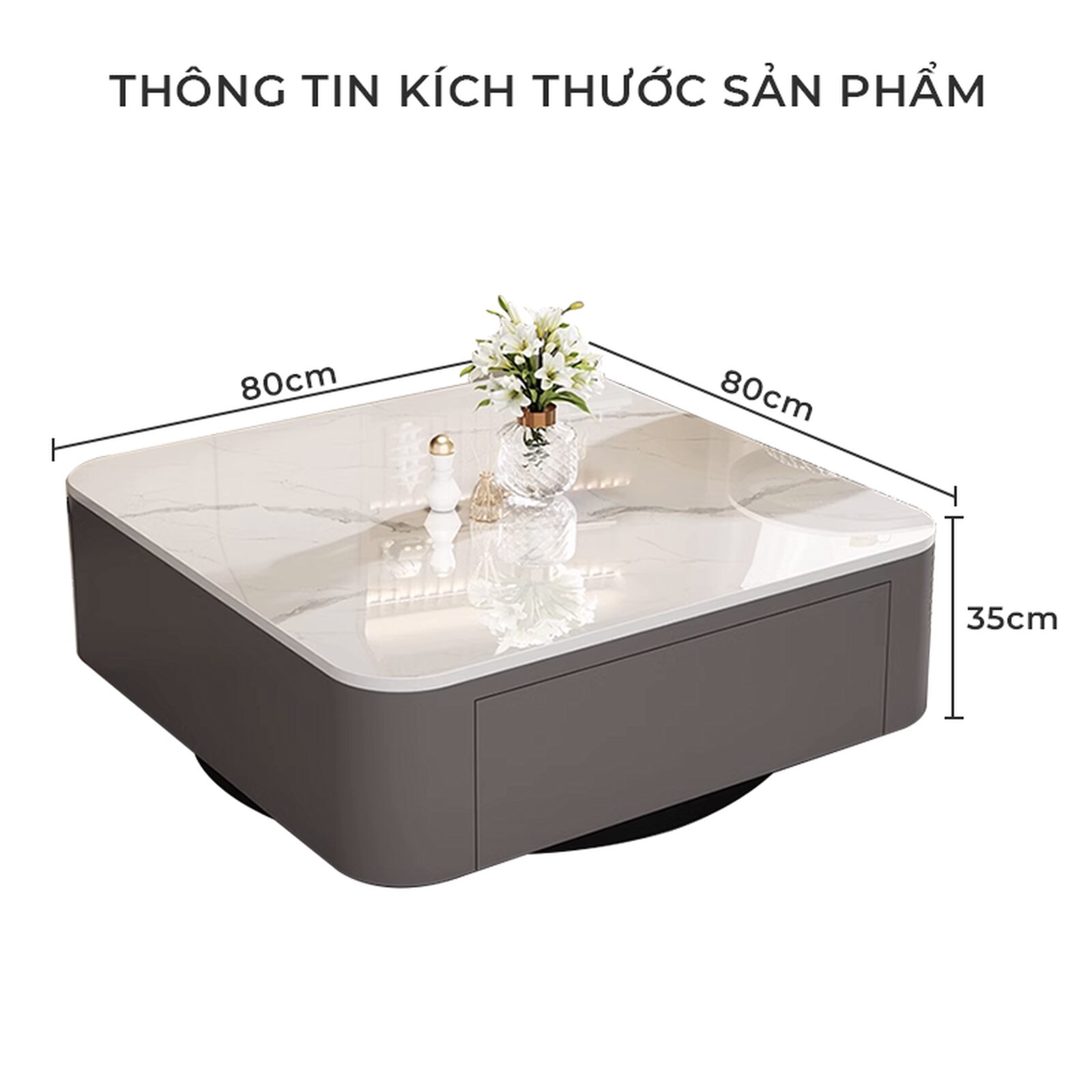 Bàn trà sofa TC xám vân đá nhỏ gọn